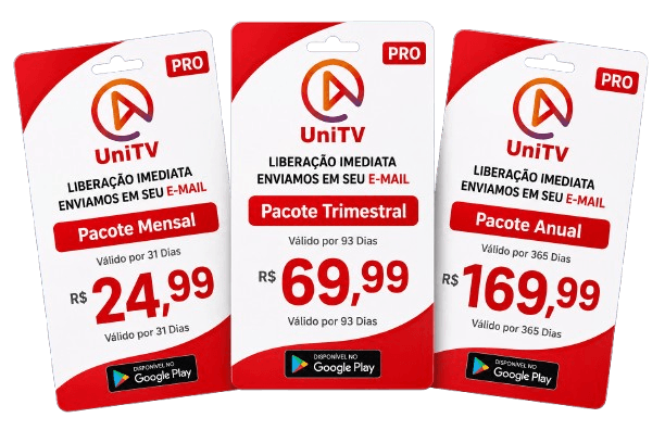 Planos de Recarga UniTV Pro — Mensal, Trimestral e Anual